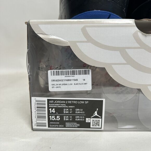 Off-White x Air Jordan 2 Retro SP Low “Black Varsity Royal\